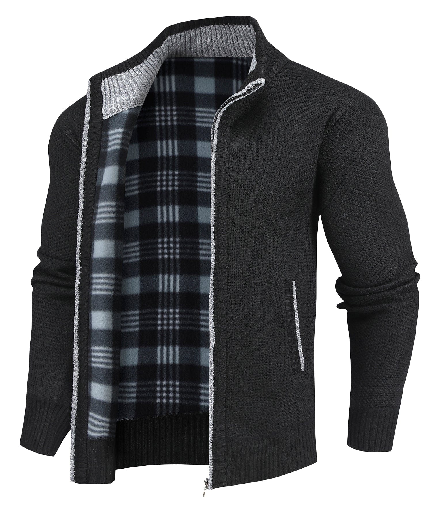 Flannel-Lined Full-Zip Sweater (5 Designs) - Image 2